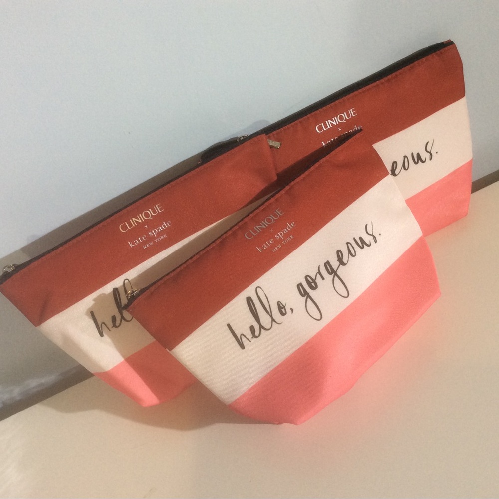 3 KATE SPADE Clinique Hello Gorgeous Pink Bag Case